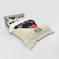 thumbnail image 3 of Ambesonne Pug Bedding Set 3 Pcs, Cartoon Pug Caricature, Twin XL, Taupe Black Red, 3 of 3