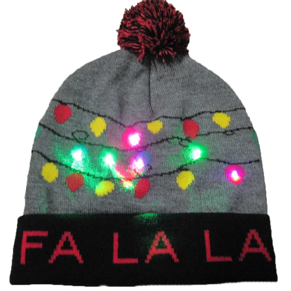 LED Light Knitted Christmas Hat Colorful Dazzling Lights Knitted Hat Snowman Pattern Hat with 