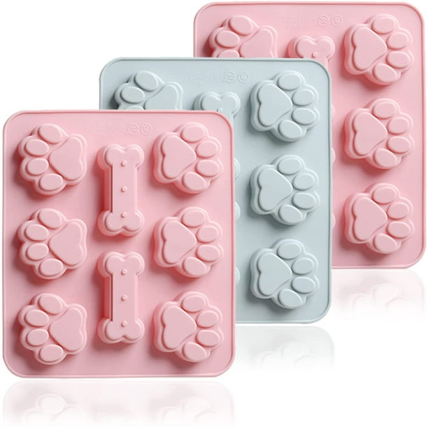 Puppy Dog Treat Mold Silicone, Cute Paw & Bone Shaped 2 in 1, Thick and Easy to Clean, for