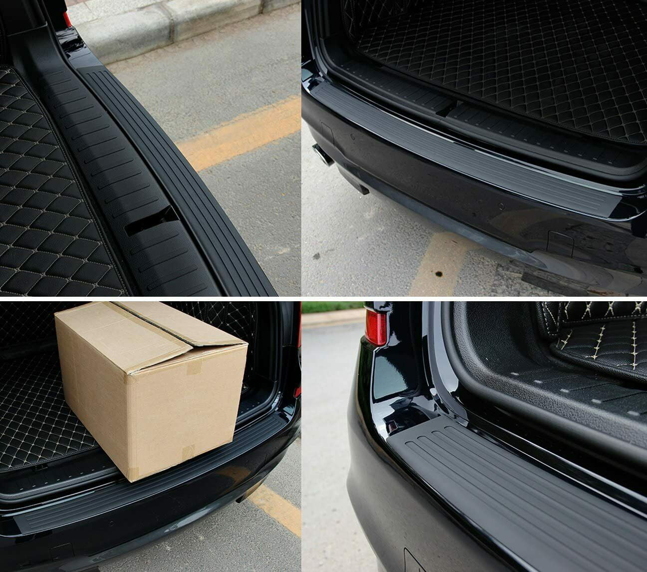 Car Rear Bumper Protector Rubber Trim Strip Trunk Sill Guard Scratch Cover Pad*1 