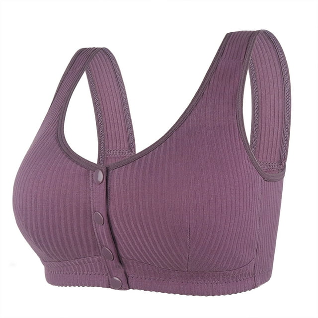Timegard Front Closure Bras for Women Wireless Button Comfort Bras Underwear Full Coverage Daily Bralette