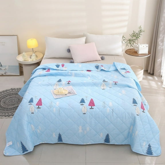 Qocolhg Summer Cooler Quilt, Washable & Lightweight Summer Comforter Cooling Blanket for All Season Use, Machine Washable, Bedding Soft Coverlet Conditioned Quilts for Kids, 39x59 inch, Blue
