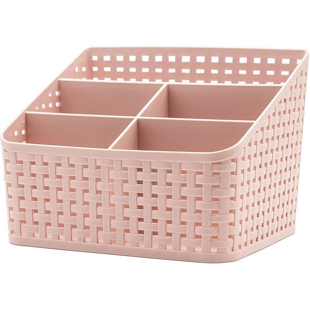 Cesta de almacenamiento superior, organizador de caja de cosméticos, caja de almacenamiento de plástico para escritorio, caja de almacenamiento de subrejilla de 5 rejillas, almacenamiento mu