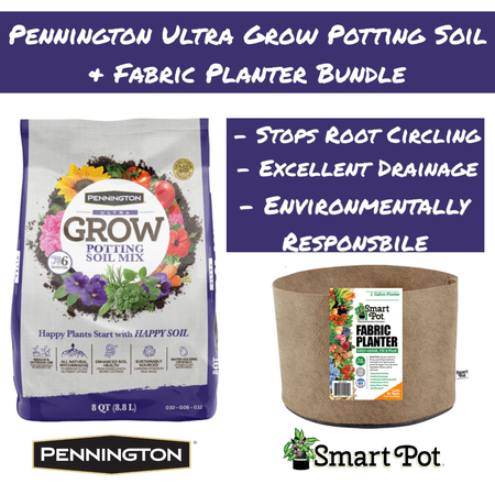 Pennington Ultra Grow Potting Soil & 2 Gallon Fabric Planter, 8 Qt. Bundle