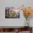thumbnail image 3 of Cuadro decorativo lienzo faro luminoso sobre rocas olas al atardecer casa de campo junto al mar, lienzo costero en tela canvas horizontal, 3 of 7