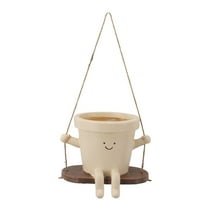 Kilisky Swing Face Planter Pot Resin Cute Decorative Hanging Face Plant Pot Flower Pot for Indoor Outdoor Garden Decor