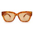 thumbnail image 5 of Womens Classic Understated Thick Horn Rim Designer Fashion Sunglasses Orange Tortoise - Beige, 5 of 7