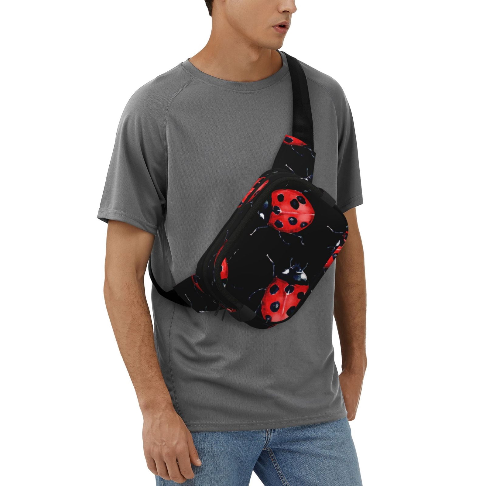 Hirioo Beautiful Red Ladybug for Double Layer Waist Bag Adjustable Fanny Pack For Travel Running Hiking