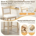 thumbnail image 4 of Dayalane 26" Farmhouse Counter Height Bar Stools Set of 4, Rustic French Wooden Barstools with Linen Fabric Upholstered , Top Rail Nailhead Breakfast Bar Stool for Bar Kitchen Island Bistro, Ivory, 4 of 15