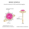 thumbnail image 5 of Rosec Jewels Created Pink Sapphire Floral Ring with Moissanite - Cocktail Ring (AAAA Grade), 10K Yellow Gold, US 6.00, 5 of 8