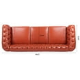 thumbnail image 5 of 3 Seater Chesterfield Faux Leather Sofa, Button Tufted Couch With Nailhead Trim Rolled Arms for Living Room Office, 5 of 16