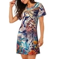 thumbnail image 2 of Lsque Vibrant Leopard In Flowers Pattern Nightgowns for Women Sleep Shirts Short Sleeve Nightshirt Pullover Nightdress Soft Sleepwear Relaxed Fit Nightdress, 2 of 6