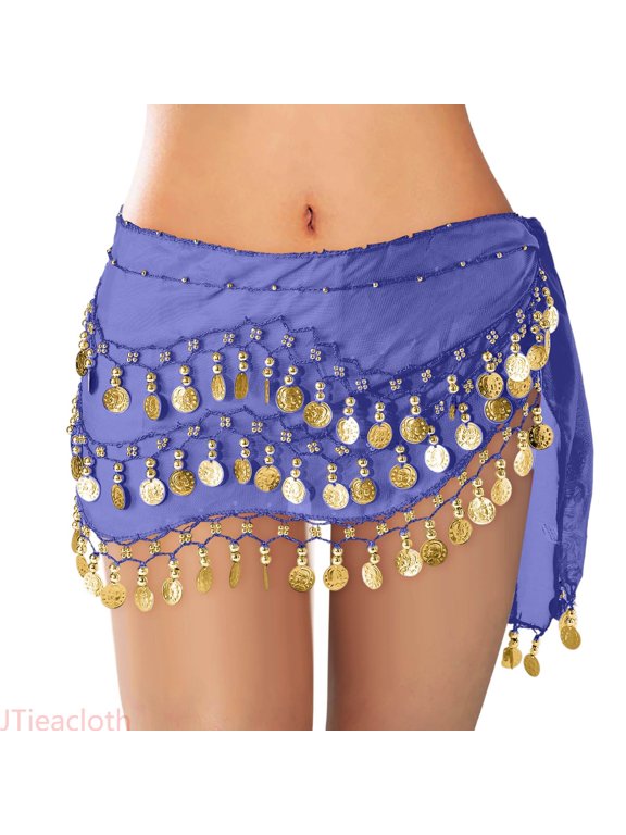 Women's Belly Dance Scarf Wrap Skirt Waistband Flowy Bohemian Gypsy Skirt For Performances And Parties,Women's Skirts(Blue)