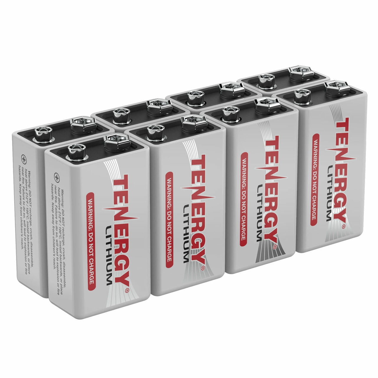 8Pack, Tenergy 9V Lithium Battery, 1200mah with 10 years shelf life