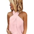 thumbnail image 3 of ORQ Women Off Shoulder Halter Neck Vest Criss Cross Wrap Top Loose Blouse, 3 of 4