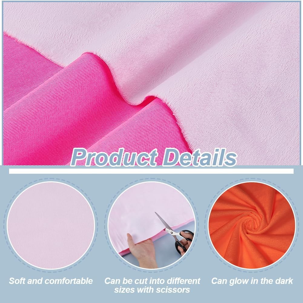 Pearl Pink Glow in The Dark Fabric 55x35.8inch Luminous Soft Velvet Fabric Glow in The Dark Sewing Patchwork Fabric Luminescent Quilting Fabric for Crafting Quilting DIY Pearl Pink