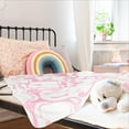 thumbnail image 4 of Preppy Throw Blanket Pink Smile Face Blanket Cute Flannel Soft Blanket Plush Fuzzy Pink Blanket Preppy Bedding Stuff for Dormitory Living Room 50" x 60"(Distort Smile Face), 4 of 6