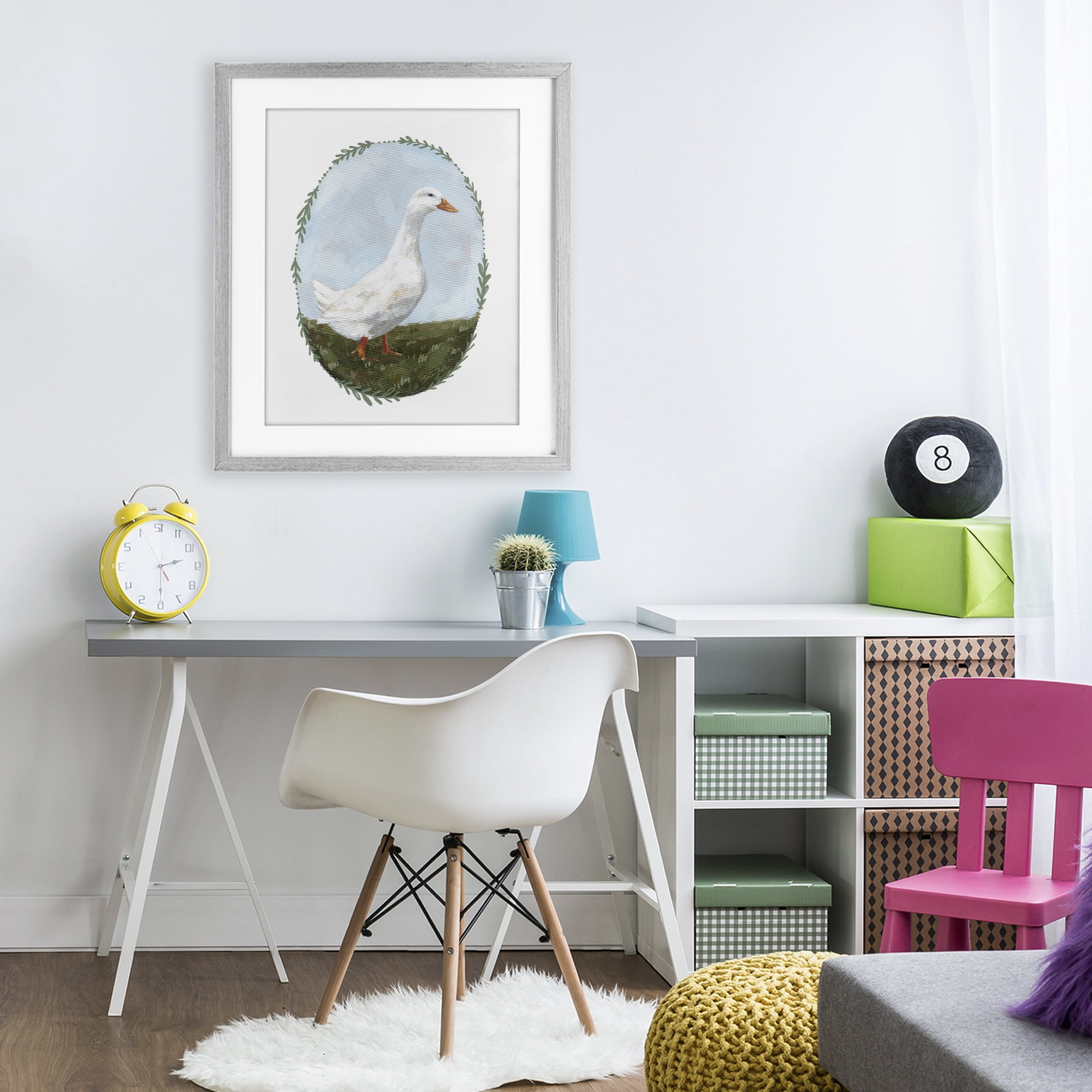 Stupell Industries Gentle Duck in Meadow Gray Framed Print Under Glass, design by Sara Baker