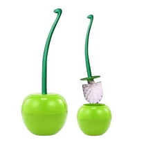 Plertrvy Creative Household Toilet Brush Green, Cherry Shaped Toilet Brush Cherry Toilet Brush Toilet Brush and Holder Creative Toilet Brush with Holder and Long Handled Bathroom Cleaning Tool