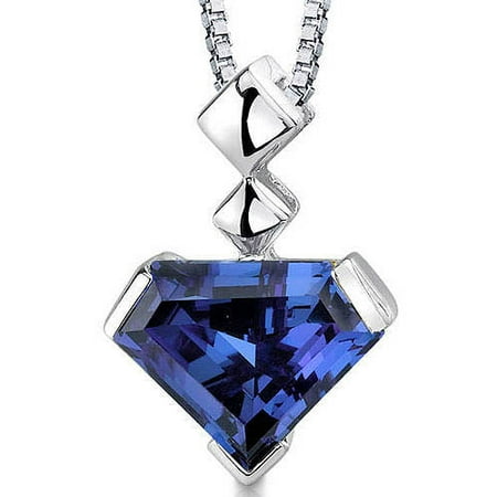 Oravo 6.25 Carat T.G.W. Superman-Cut Simulated Alexandrite Rhodium over Sterling Silver Pendant, 18