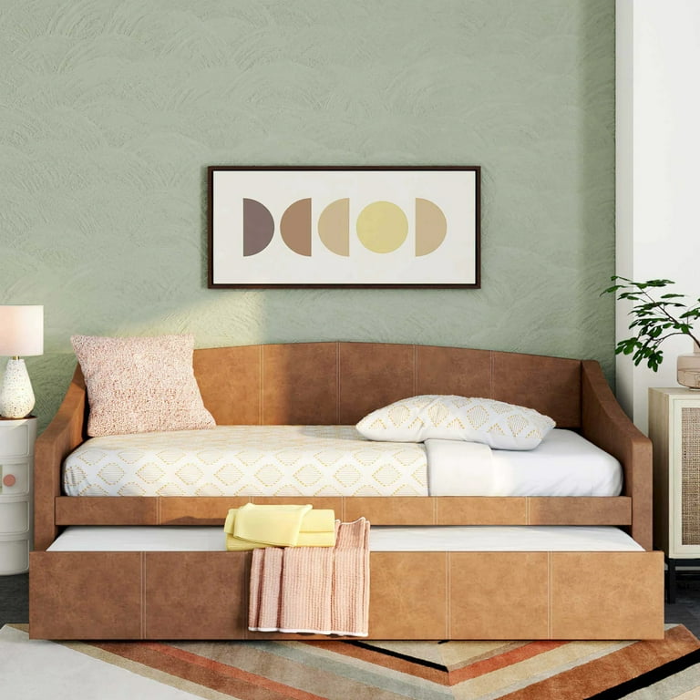 Hillsdale Oakley Upholstered Twin Daybed with Trundle Saddle