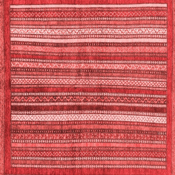 Ahgly Company Machine Washable Indoor Square Abstract Red Modern Area Rugs, 7' Square