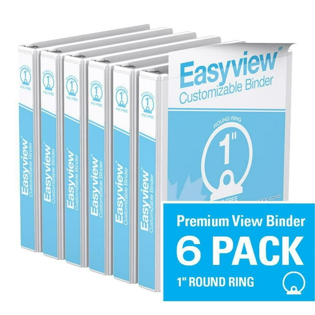 Davis Group, Easyview Premium, Round Ring, Customizable, View Binder, 6 Pack, 1"