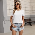 thumbnail image 5 of Womens Tops Summer Short Sleeve Crewneck T Shirts Spring Vacation Outfits Fashion Clothing Basic Tee White S, 5 of 5