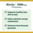 thumbnail image 4 of Nature's Bounty Biotin Gummies, Multi-Flavored, 1000 mcg, 110 Ct, 4 of 8