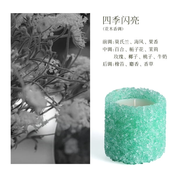 Xiao Hua 1 pieza de vela perfumada con fragancia de flor de cristal triturado natural verde, regalo de alta gama, recuerdo de cumpleaños, adorno de regalo de decoración del hogar de alto valor