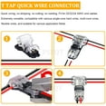 thumbnail image 3 of 15pcs Wire Connectors 2 Pin T Tap Connectors for 20-24 AWG Wires Low Voltage Universal Compact Wire Connectors, Quick Splice Wire Wiring Connector for Car Trailer Truck ATV Boat Lighting, 3 of 6