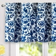 thumbnail image 2 of DriftAway Julia Watercolor Blooming Flower Floral Lined Thermal Insulated Window Curtain Valance Rod Pocket 24"L x 52"W Plus 2" Header Navy, 2 of 7