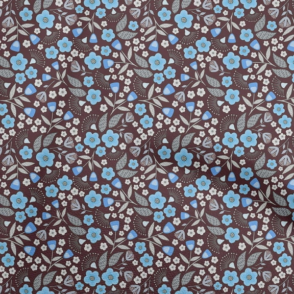 oneOone Polyester Spandex Brown Fabric Floral Dress Material Fabric Print Fabric By The Yard 56 Inch Wide