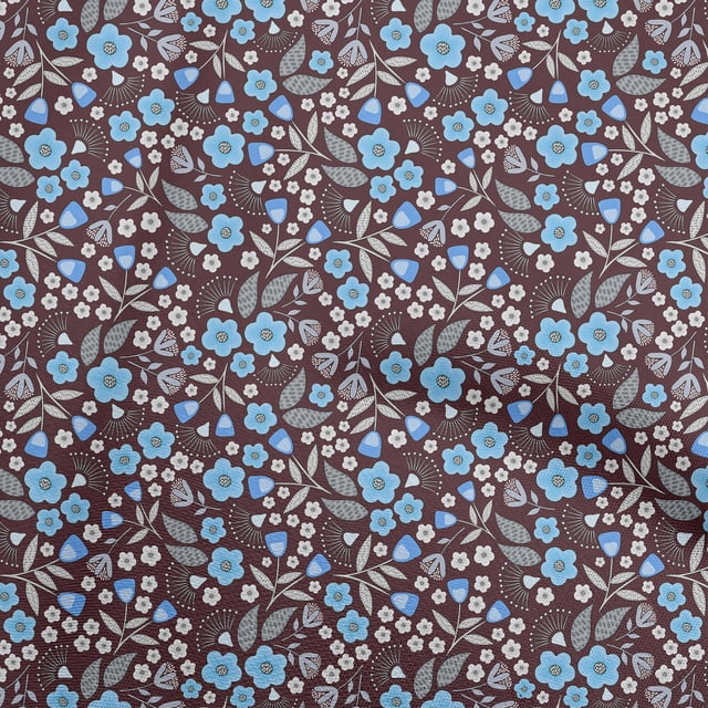 oneOone Velvet Brown Fabric Floral Sewing Craft Projects Fabric Prints By Yard 58 Inch Wide