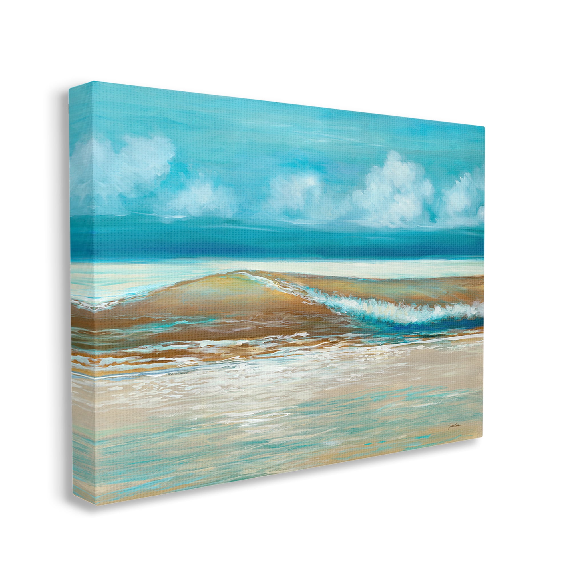 Stupell Industries Modern Rolling Sea Waves Landscape Painting Gallery Wrapped Canvas Art Print Wall Art, 20 x 16