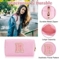 thumbnail image 3 of HSHDLDF Personalized Initial Letter Patch Makeup Bag Preppy Chenille Letter Cosmetic Pouch with Zipper Pink/Pink-Letter R, 3 of 6