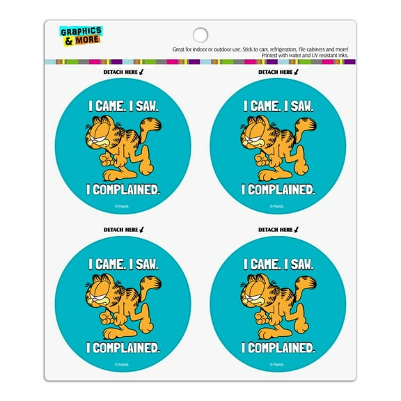 Garfield I Came. I Saw. I Complained. Refrigerator Fridge Locker Vinyl Circle Magnet Set