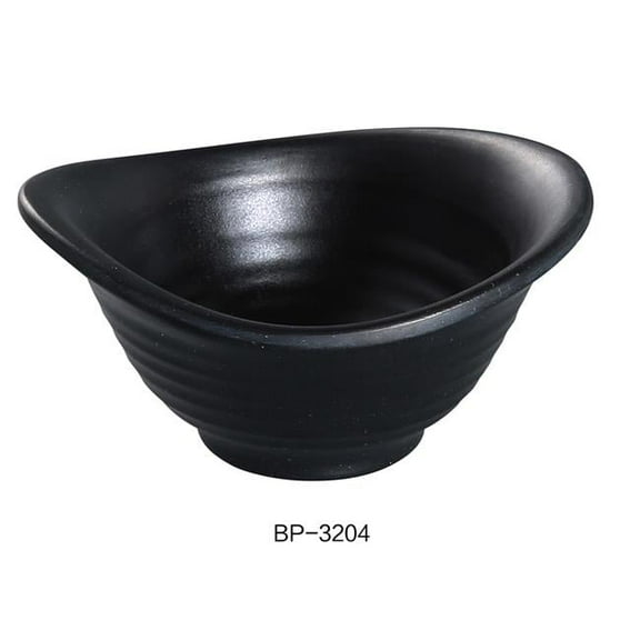 Yanco BP-3204 Black Pearl-2 Yuanbao Bowl, 3.5 oz Capacity, 4.75" Diameter, Melamine, Black Color with Matting Finish, Pack of 48
