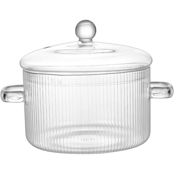 Glass Simmer Pot with Lid, Clear Glass Saucepan, Heat-Resistant Borosilicate Glass Stovetop Pot for Stove Potpourri, Saucepan Pot FIts for Cooking, Soup, Milk, Tea and Baby Food (1.6L/54OZ)-dh