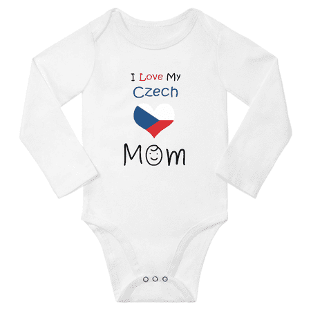 

I Love My Czech Mom Baby Long Slevve Bodysuits Unisex Gifts (White 12-18 Months)