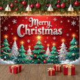 thumbnail image 2 of Decorative Design Christmas Banner Polyester Material Holiday Decoration Colorful Lights Christmas Trees Celebration Backdrop for Holiday Party Indoor Decoration Photo Shoot, 2 of 9