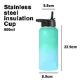 thumbnail image 2 of Botella de agua deportiva: a prueba de fugas, acero inoxidable con aislamiento al vacío, doble pared, taza térmica, cantimplora de metal Ormromra CPB-DE-LYY1442-4, 2 of 5