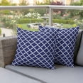 thumbnail image 2 of 2 Pack Outdoor Waterproof Throw Pillow Covers,Navy Blue Moroccan Plaid Decorative Square Pillow Case Patio Pillowcases for Chair Couch Sofa 16x16in, 2 of 9