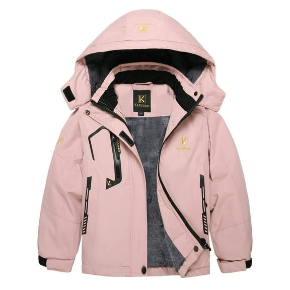 Keevoom Girls Waterproof Ski Jacket Kids Winter Warm Snow Coat Hood Fleece Raincoats
