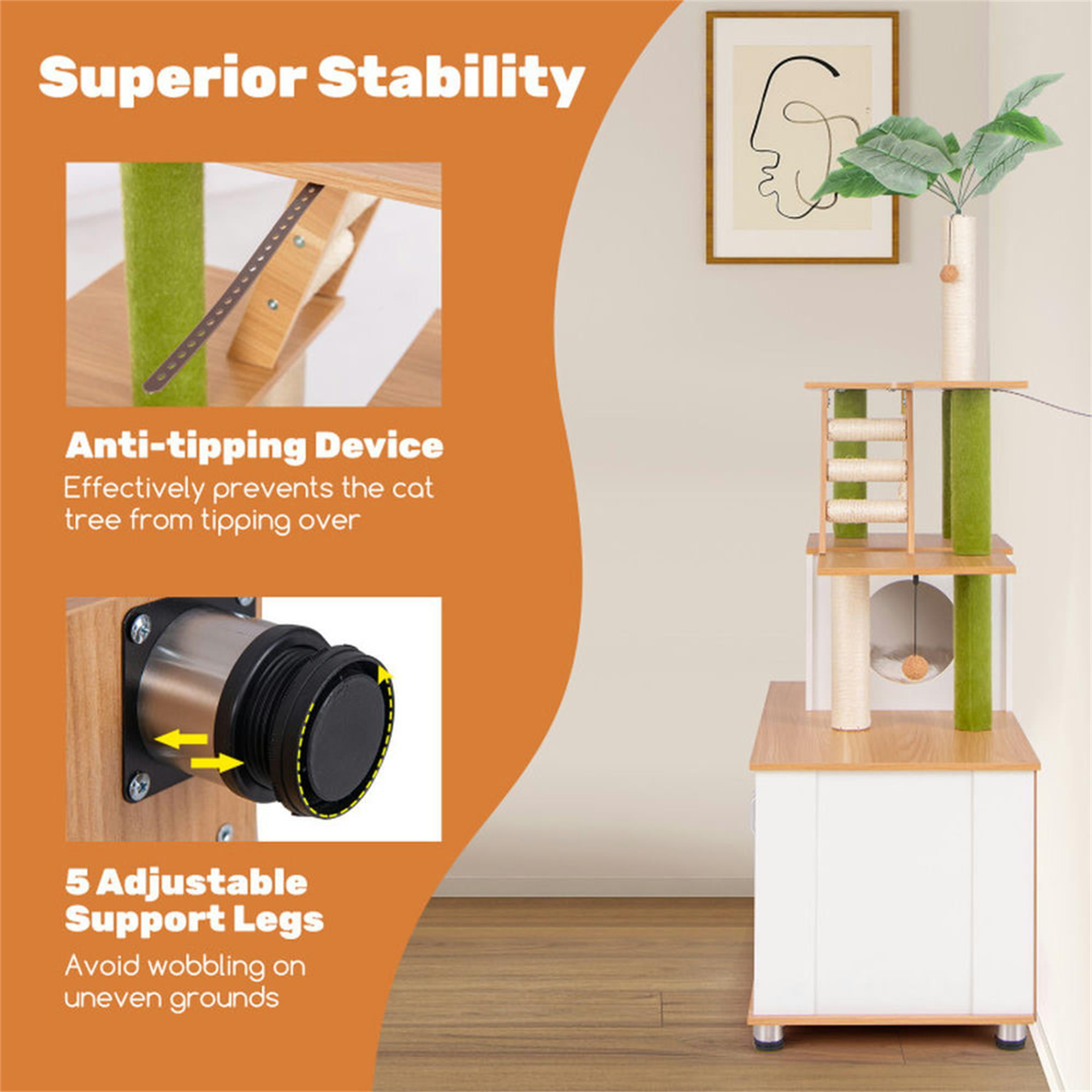 Pefilos 69" Cat Tree Tower with Litter Box Enclosure, 2-in-1 Modern Cat Condo with Scratching Posts, Washable Cushions, Hidden Cat Washroom, White Pefilos 69" Cat Tree Tower with Litter Box Enclosure, 2-in-1 Modern Cat Condo with Scratching Posts, Washable Cushions, Hidden Cat Washroom, White