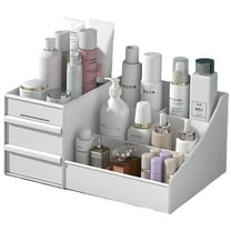 Emapoy Makeup Organizer with Drawers, Vanity Organizer for Dressing Table, Countertop, White Makeup Box
