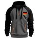 thumbnail image 3 of Ceisia Men's Flag Print Color Block Embroidered Gift Pocket Half Zip Drawstring Casual Athletic Hoodie, 3 of 4