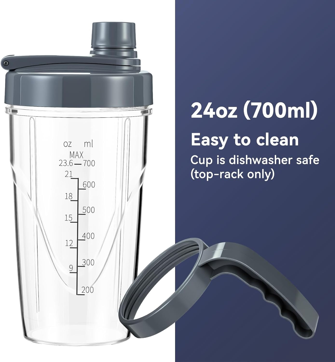 Personal Size Smoothie Blender Pro, 1000W High Speed with 24oz To-Go Cup for Shakes and Frozen Drinks