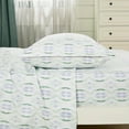 thumbnail image 3 of Chezmoi Collection 3-Piece Lodge Geometric Sheet Set Twin Size, Green Purple Striped Printed Brushed Microfiber Lightweight Breathable Deep Pocket Bed Sheets, 3 of 9