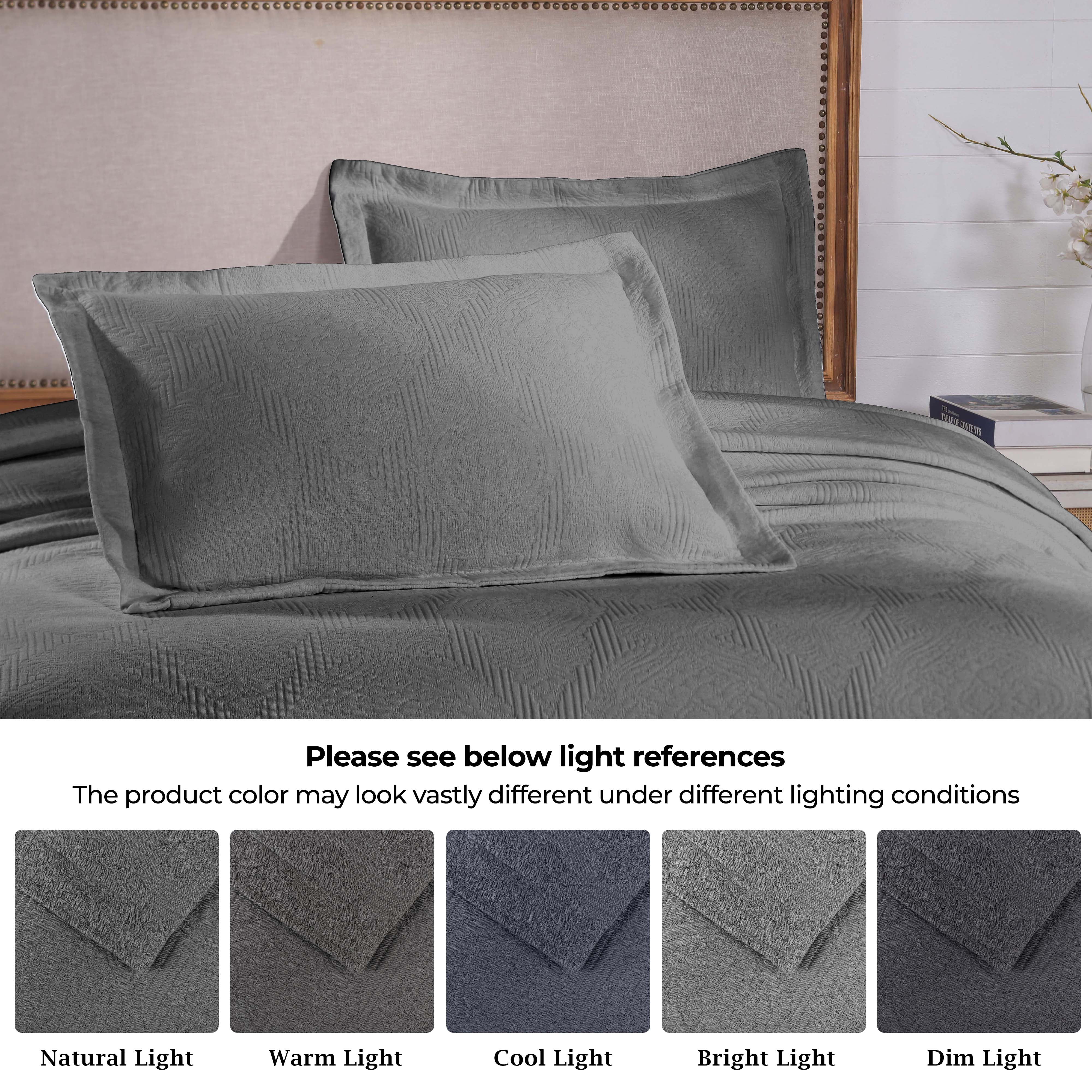 Superior 3-Piece Victory Cotton Matelasse Grey Bedspread Set, King